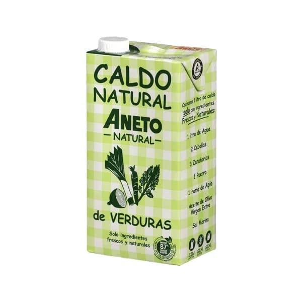 Caldo de verduras y aceite de oliva virgen natural ANETO brik de 1 l - 1 l - Imagen del producto en Findit