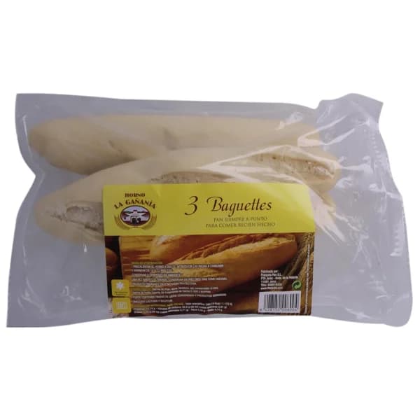 LA GAÑANÍA Baguettes precocidas 3 uds. 345 g. - 0.35 kg - Imagen del producto en Findit