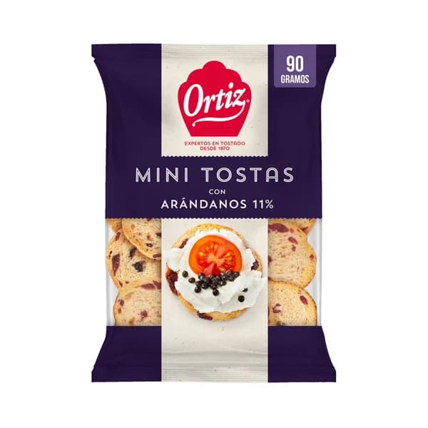 ORTIZ Tostaditas con arándanos, ideal queso y foie 90 g. - 0.09 kg - Imagen del producto en Findit