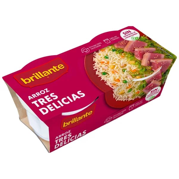 BRILLANTE Arroz tres delicias en tarrina paquete de 2 uds x 125 g. - 0.25 kg - Imagen del producto en Findit