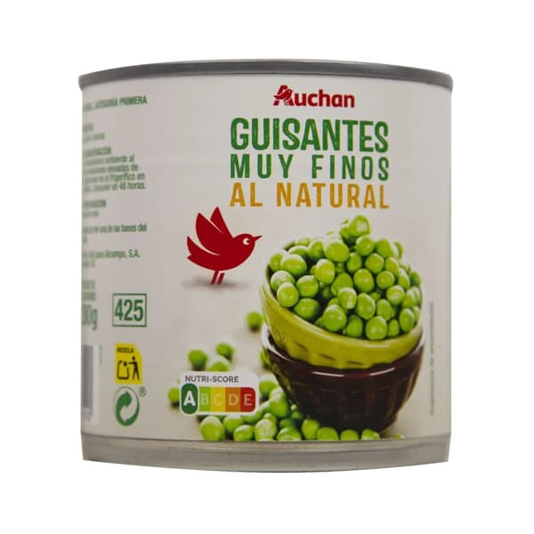 PRODUCTO ALCAMPO Guisantes muy finos al natural lata de 280 g. - 0.28 kg - Imagen del producto en Findit