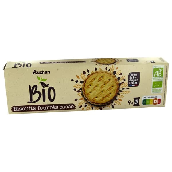 ALCAMPO ECOLÓGICO Galletas rellenas de cacao ecológico 4 x 46,25 g. - 0.19 kg - Imagen del producto en Findit