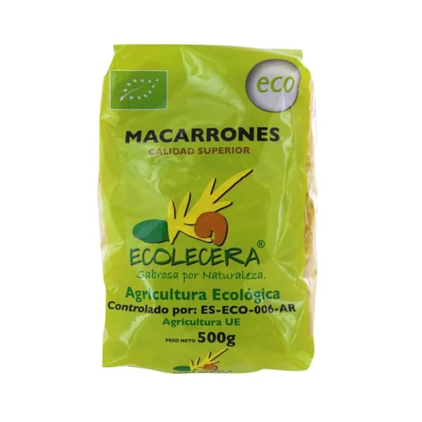 ECOLECERA Pasta macarrones ecológicos, pasta de sémola de trigo duro de calidad superior ECOLECERA 500 g. - 0.5 kg - Imagen del producto en Findit
