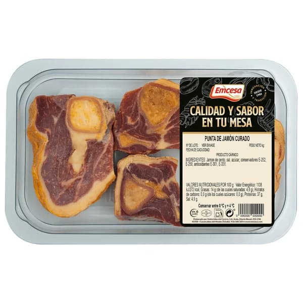 EMCESA Bandeja de puntas de jamón curado, sin gluten 250 g. - 0.25 kg - Imagen del producto en Findit