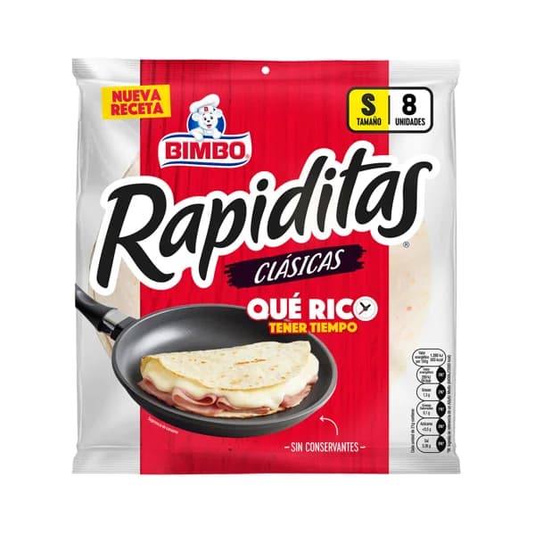 BIMBO Rapiditas Mini tortillas clásicas 8 uds. 168 g. - 0.17 kg - Imagen del producto en Findit