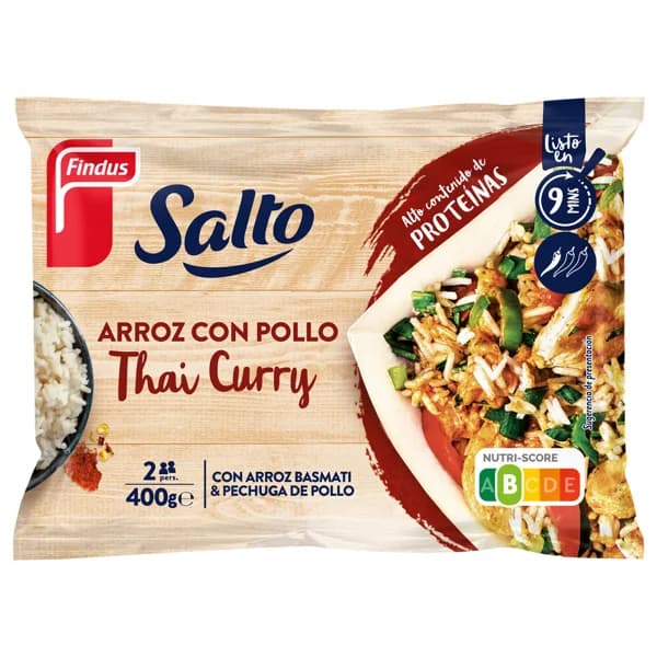 FINDUS Salto Arroz basmati con pechuga de pollo al estilo Tahi curry 400 g. - 0.4 kg - Imagen del producto en Findit