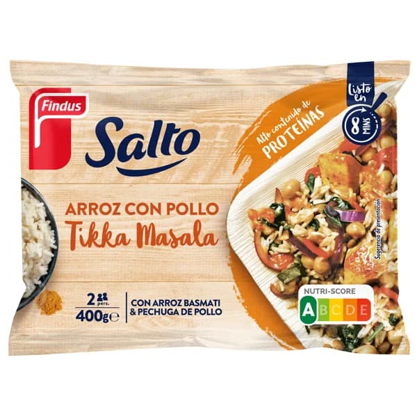 FINDUS Salto Arroz basmati con pechuga de pollo al estilo Tikka Masala 400 g. - 0.4 kg - Imagen del producto en Findit