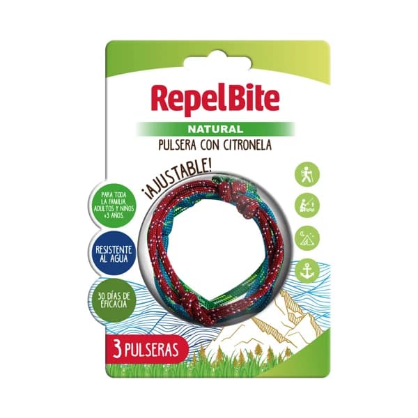 REPEL BITE Pulseras ajustables y resistentes al agua con citronela natural REPEL BITE 3 uds. - 1 ud - Imagen del producto en Findit