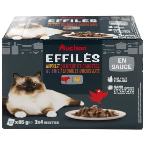 PRODUCTO ALCAMPO Alimento completo para gatos adultos esterilizados a base de diferentes carnes 12 x 85 g. - 1.02 kg - Imagen del producto en Findit