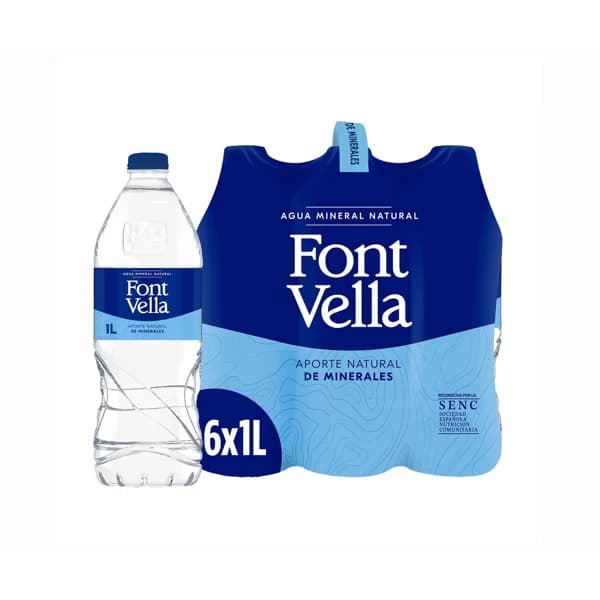 FONT VELLA Agua mineral pack 6 uds. x 1 l. - 6 l - Imagen del producto en Findit
