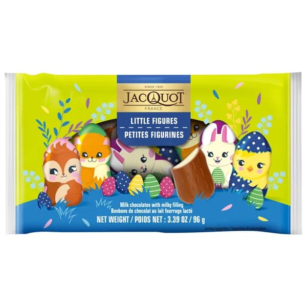 JACQUOT Figuritas de chocolate con leche, rellenas de chocolate con leche 96 g. - 0.1 kg - Imagen del producto en Findit