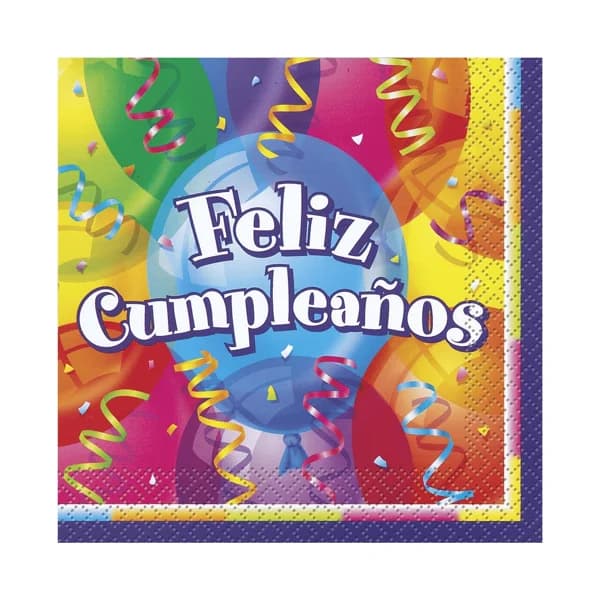 Servilletas desechables, estampado Feliz cumpleaños, 33x33cm., PARTYGRAM 16  uds. - 1 ud - Imagen del producto en Findit