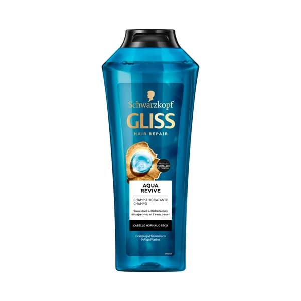 GLISS Champú hidratante con complejo hialurónico y alga marina, para cabellos normales o secos GLISS Aqua revive de Schwarzkopf 370 ml. - 0.37 l - Imagen del producto en Findit