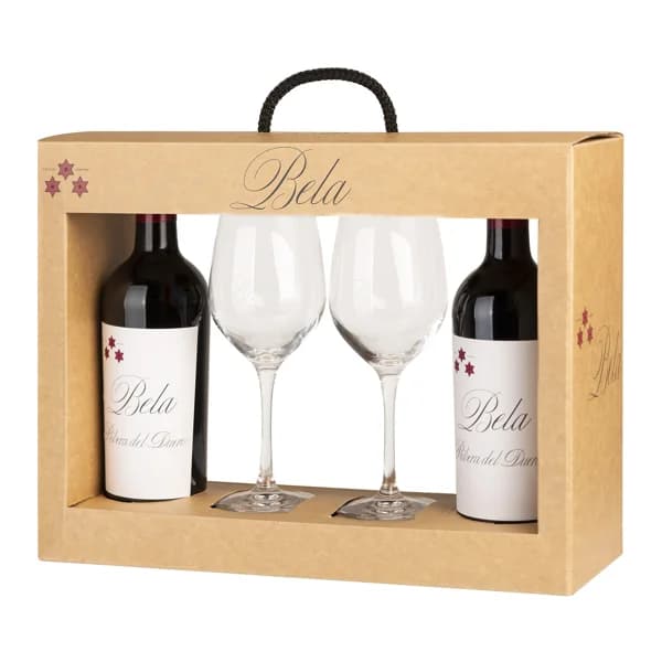 BELA  Estuche con 2 botellas de vino tinto con D.O. Ribera del Duero + 2 copas BELA. - 1 ud - Imagen del producto en Findit