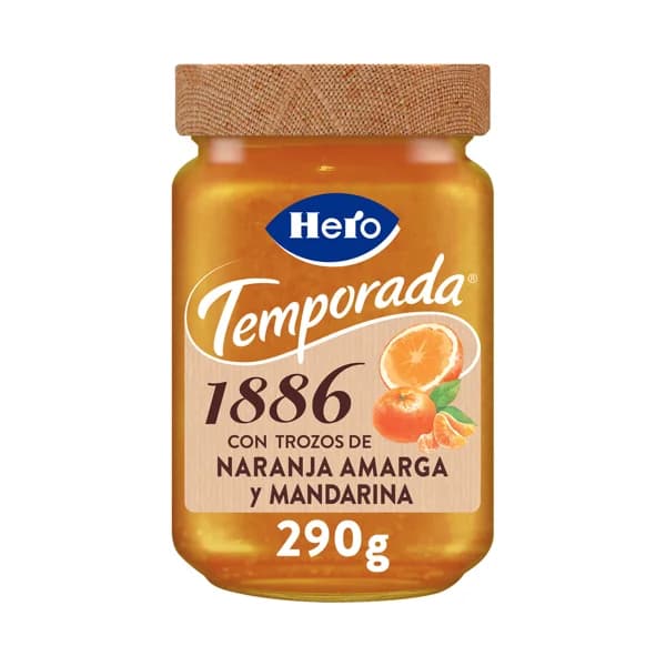 HERO Temporada 1886 Mermelada extra con trozos de naranja amarga y mandarina de temporada  bote 290 g. - 0.29 kg - Imagen del producto en Findit