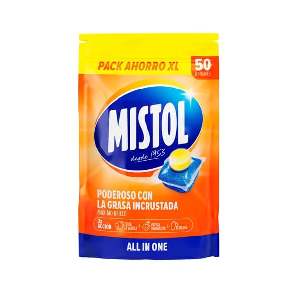 MISTOL Detergente para lavavajillas en pastillas MISTOL ALL IN ONE 50 uds. 750 g. - 0.75 kg - Imagen del producto en Findit