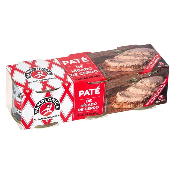 PAMPLONICA Paté de hígado de cerdo, elaborado sin gluten ni lactosa PAMPLONICA 3 uds x 80 g. - 0.24 kg - Imagen del producto en Findit
