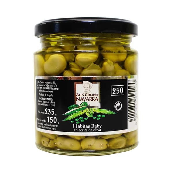 ALTA COCINA Habitas baby en aceite de oliva frasco de 135 g. - 0.14 kg - Imagen del producto en Findit