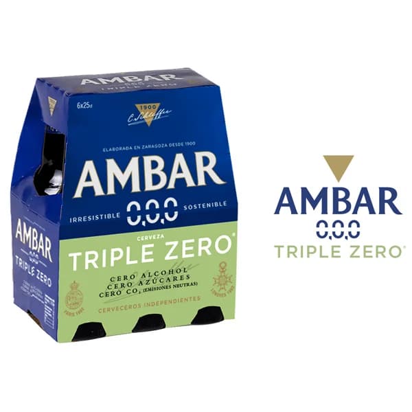 AMBAR Cerveza sin alcohol triple zero (0.0%) pack 6 uds..x 25 cl. - 1.5 l - Imagen del producto en Findit