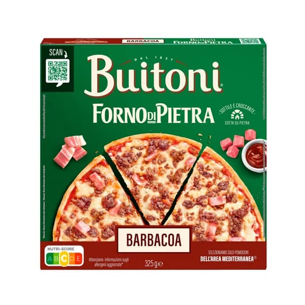 BUITONI Forno di pietra Pizza con carne, bacon, salsa barbacoa y masa fina y crujiente 330 g. - 0.33 kg - Imagen del producto en Findit
