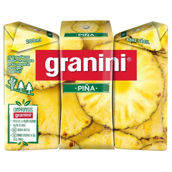 GRANINI Néctar de piña sin edulcorantes ni azúcares añadidos minibrik pack de 3 uds x 20 cl. - 0.6 l - Imagen del producto en Findit