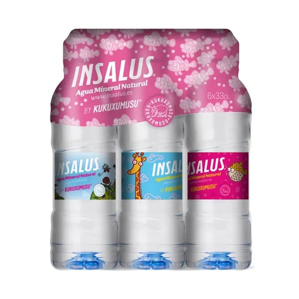 Agua mineral INSALUS KUKUSUMUSU botella de  33 centilitros pack de 6 uds. - 1.98 l - Imagen del producto en Findit