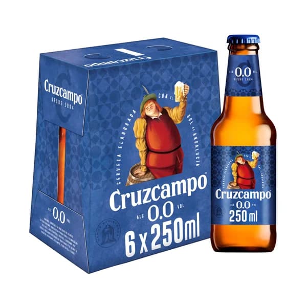 CRUZCAMPO Cerveza sin alcohol (0,0% Vol.) pack de 6 uds. de 25 cl. - 1.5 l - Imagen del producto en Findit