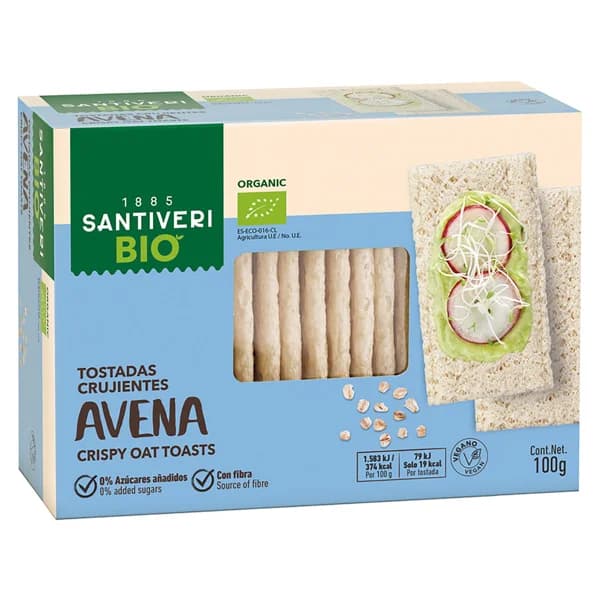 SANTIVERI Tostadas ligeras de avena ecológicas SANTIVERI BIO, 100 g. - 0.1 kg - Imagen del producto en Findit
