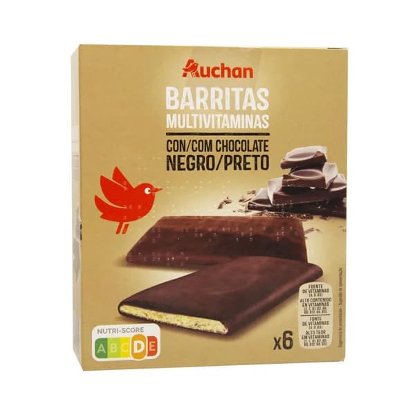 PRODUCTO ALCAMPO Barritas multivitaminas con chocolate negro PRODUCTO ALCAMPO 120 g. - 0.12 kg - Imagen del producto en Findit