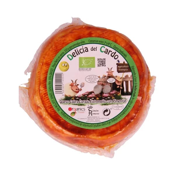DELICIA DEL CARDO Queso de cabra curado extremeño con pimentón ecológico DELICIA DEL CARDO 250 g. - 0.25 kg - Imagen del producto en Findit