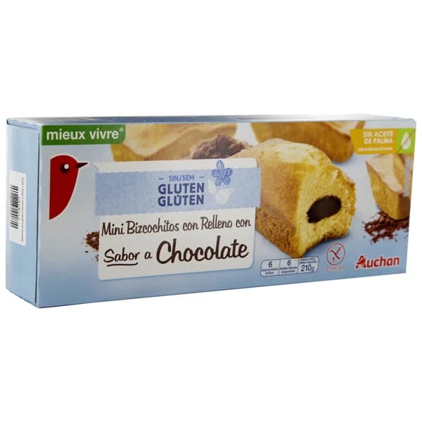 PRODUCTO ALCAMPO Bizcochito relleno de crema de cacao sin gluten PRODUCTO ALCAMPO, 210 g. - 0.21 kg - Imagen del producto en Findit