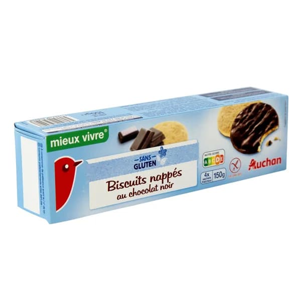 PRODUCTO ALCAMPO Galletas con cobertura de chocolate negro, sin gluten (controlado por la FACE) 150 g. - 0.15 kg - Imagen del producto en Findit