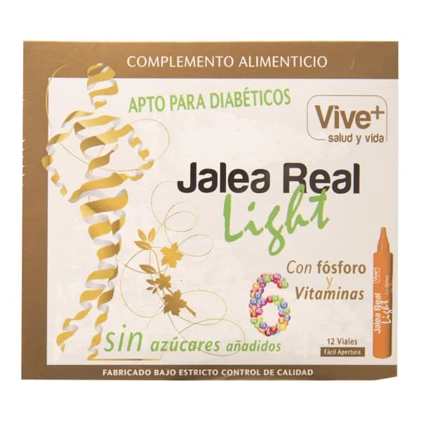 VIVE+ SALUD Y VIDA Jalea Real Light apta para diabéticos, con fósforo y 6 vitaminas, VIVE PLUS SALUD Y VIDA 12 uds. - 0.12 l - Imagen del producto en Findit
