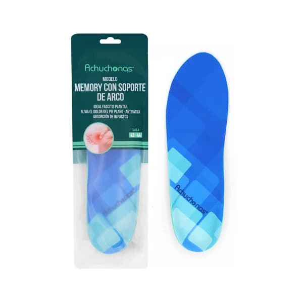 Plantillas memory con soporte de arco, ideal fascitis plantar ACHUCHONAS, talla 43/44. - 1 ud - Imagen del producto en Findit