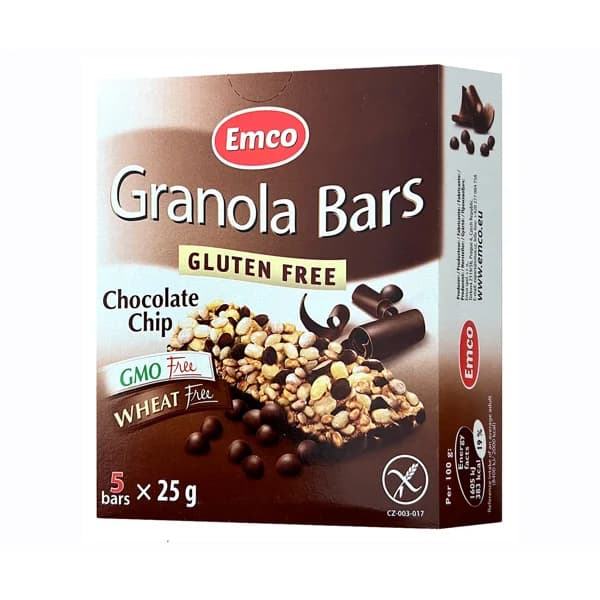 EMCO Barritas de cereales choco chips sin gluten 5 ud.124 g. - 0.12 kg - Imagen del producto en Findit