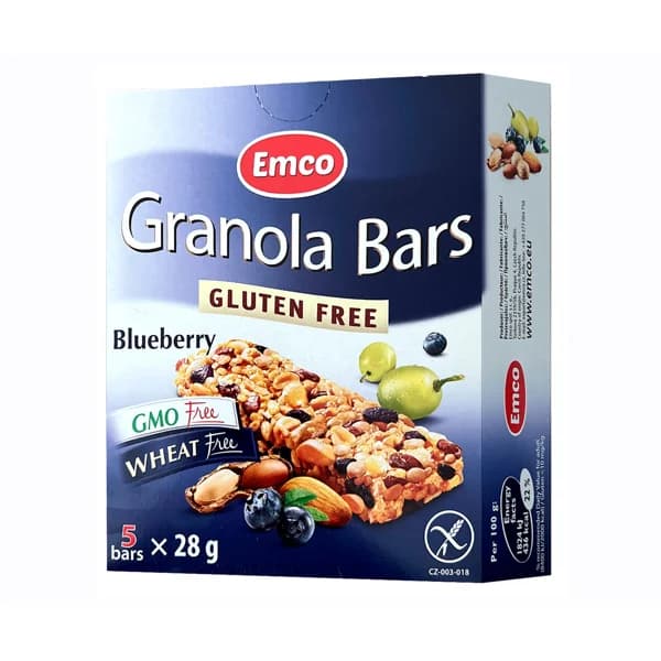 EMCO Barritas de cereales con arándanos sin gluten 5 ud.141 g. - 0.14 kg - Imagen del producto en Findit
