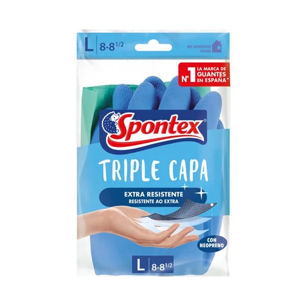 SPONTEX Guantes de látex y algodón triple capa talla grande 8-8 1/2 SPONTEX 1 par - 1 ud - Imagen del producto en Findit