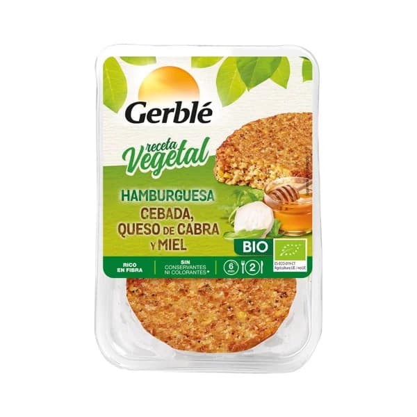 GERBLÉ Hamburguesas vegetales de cebada, queso de cabra y miel, ecológicas GERBLÉ 2 uds. 200 g. - 0.2 kg - Imagen del producto en Findit
