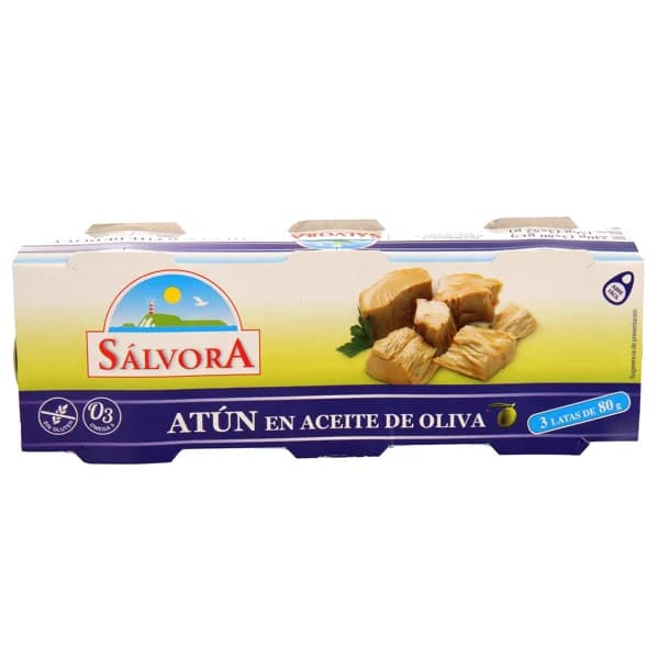 SÁLVORA Atún en aceite de oliva lata de 52 g. pack de 3 uds. - 0.16 kg - Imagen del producto en Findit