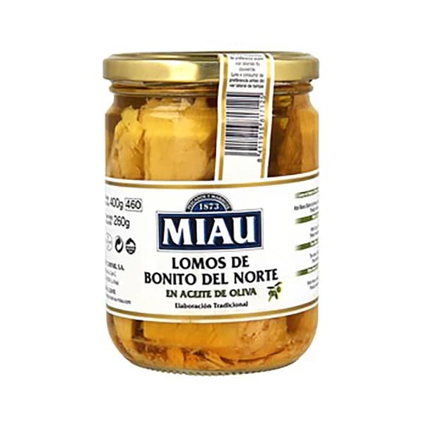 MIAU Bonito del Norte (lomos) en aceite de oliva frasco de 260 g. - 0.25 kg - Imagen del producto en Findit