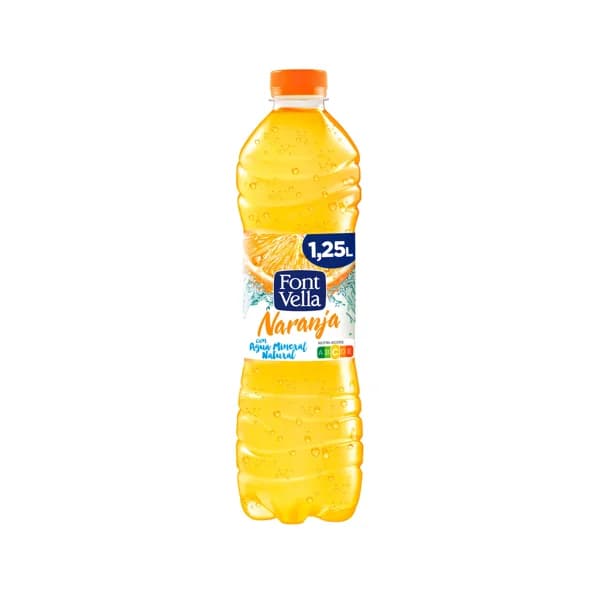 FONT VELLA Levite  Agua mineral sabor naranja botella de 1,25 l. - 1.15 l - Imagen del producto en Findit