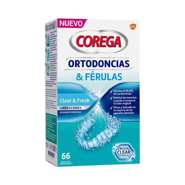 COREGA Pastillas limpiadoras de ortodoncias y férulas, de uso diario COREGA 66 uds. - 1 ud - Imagen del producto en Findit