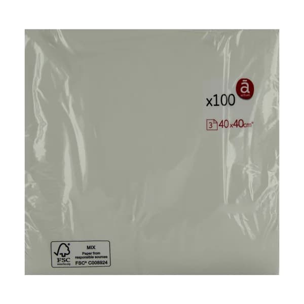 ACTUEL Servilletas de papel desechables blancas, 3 capas 40 x 40 cm ACTUEL 100 uds. - 1 ud - Imagen del producto en Findit