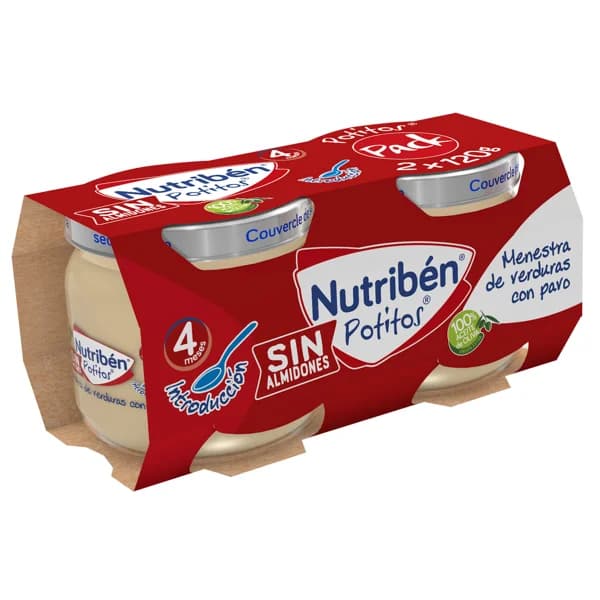 NUTRIBÉN Potitos® de menestra de verduras con pavo, a partir de 4 meses NUTRIBÉN Introducción 2 x 120 g. - 0.24 kg - Imagen del producto en Findit