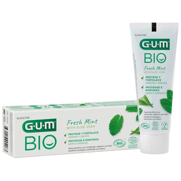 GUM Bio Pasta de dientes con flúor y aloe vera, con sabor a menta fresca 75 ml. - 0.08 l - Imagen del producto en Findit