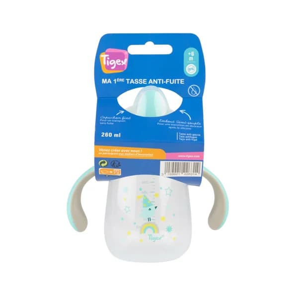 Taza antifugas TIGEX con asas, para bebes de + de 6 meses. - 1 ud - Imagen del producto en Findit