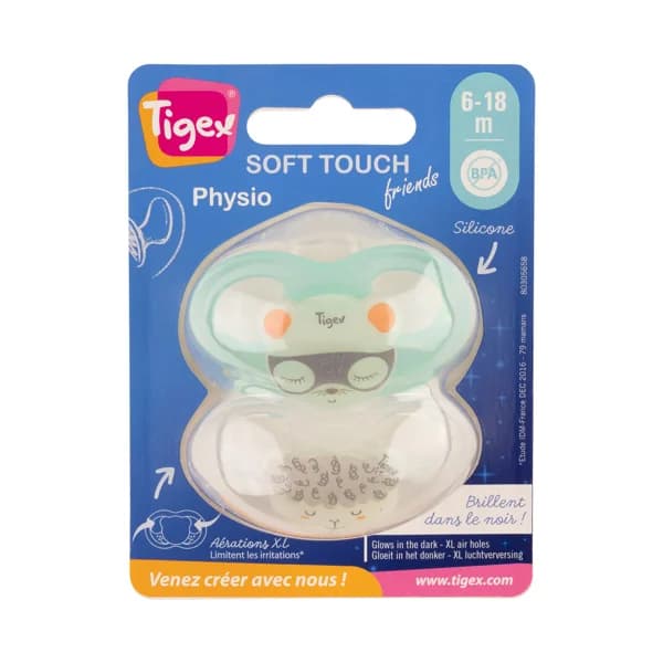 Pack 2 chupetes de silicona para bebes entre 6 y 18 meses, TIGEX Soft Touch T1. - 1 ud - Imagen del producto en Findit