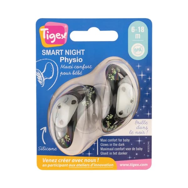 Pack 2 chupetes fisiológicos de silicona para bebes de 6 a 18 meses, modelo panda, TIGEX. - 1 ud - Imagen del producto en Findit