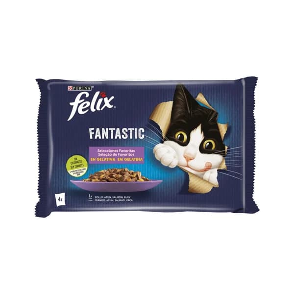 FELIX Comida para gatos adultos a base de buey, pollo, salmón y atún FELIX 4 unidades de 85 g. - 0.34 kg - Imagen del producto en Findit