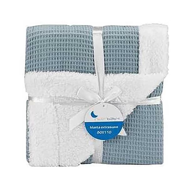 Manta para bebé nido de abeja con borreguito, 80x110 cm, INTERBABY. - 1 ud - Imagen del producto en Findit